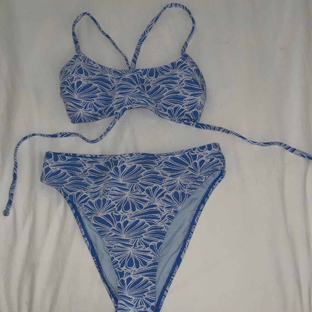 Blue Floral Two-Piece Bikini Set